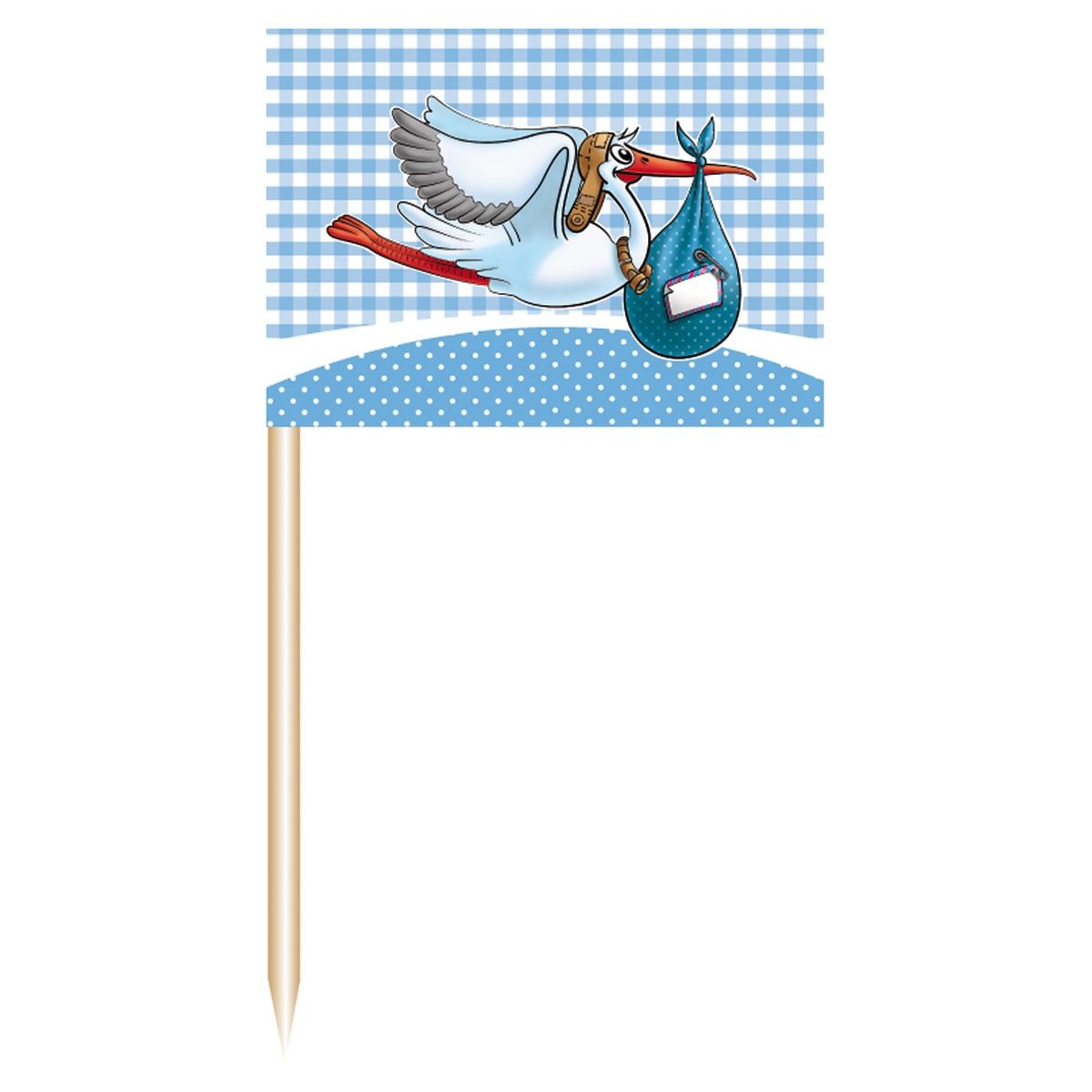 Cocktail Prikkers Geboorte Ooievaar Blauw 50 Stuks