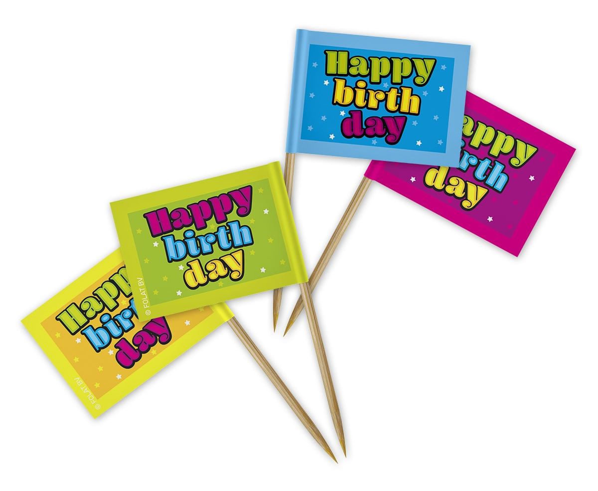 Cocktail Prikkers Happy Bday Sterren 50 Stuks