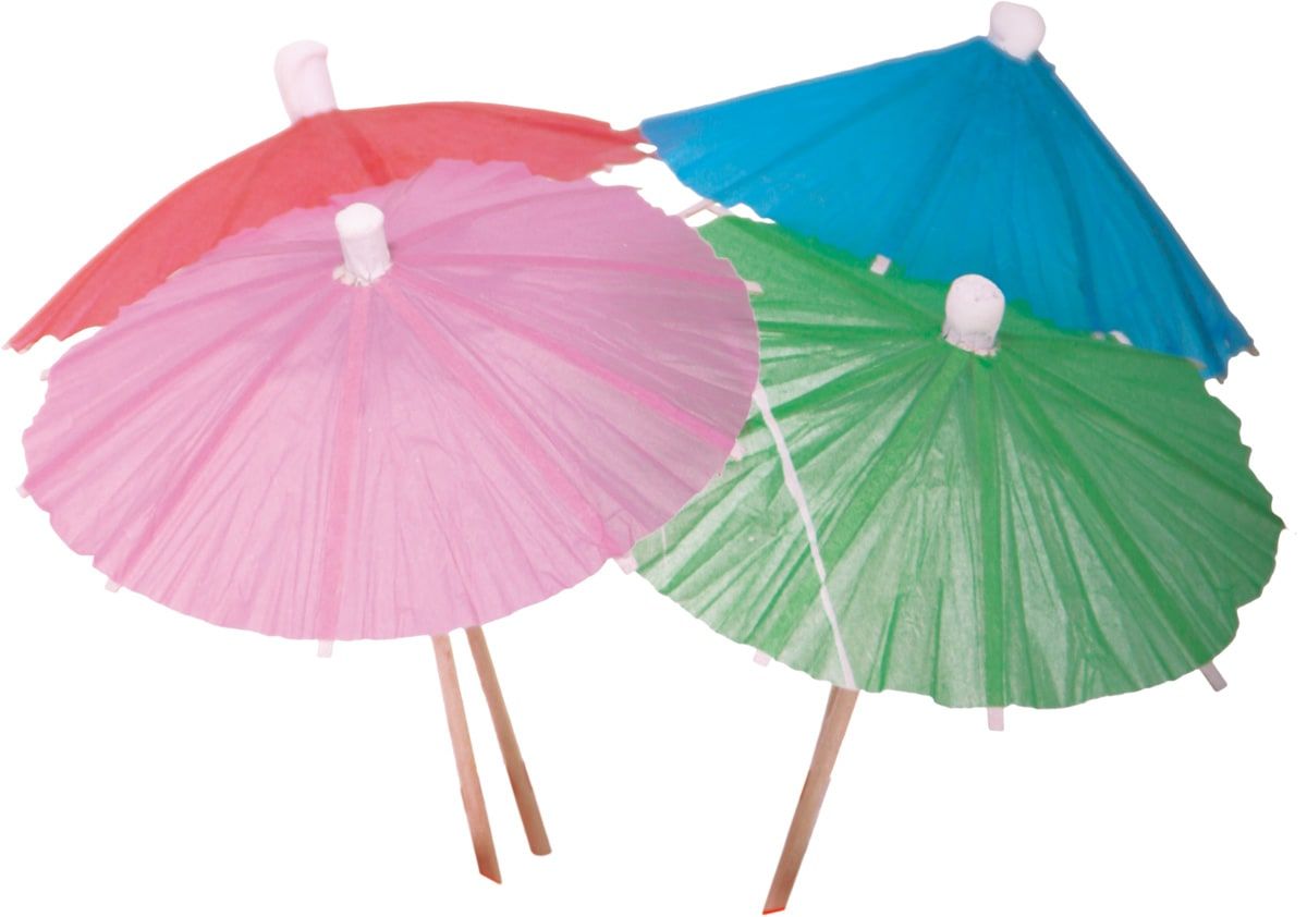 Cocktail prikkers meerkleurige parasols 15 stuks