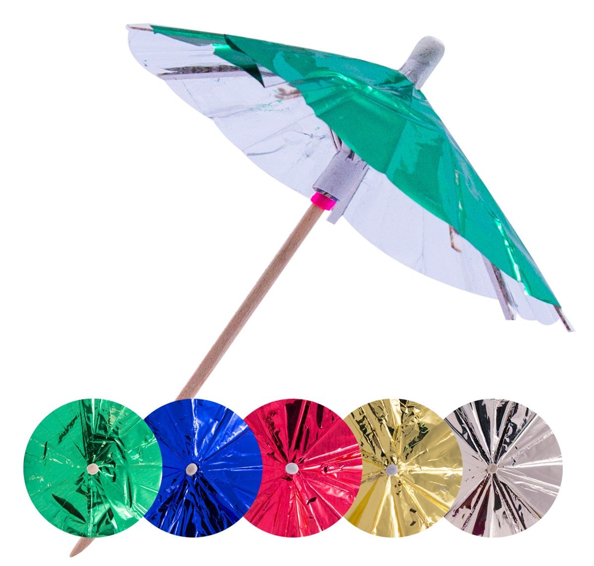 Cocktail Prikkers Metallic Parasols 15 Stuks