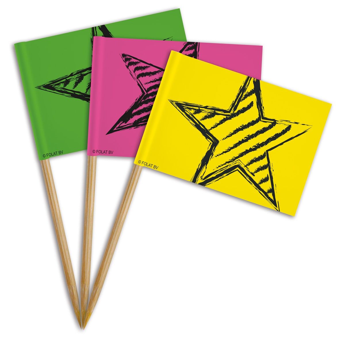 Cocktail Prikkers Neon Vlaggetjes 36 Stuks