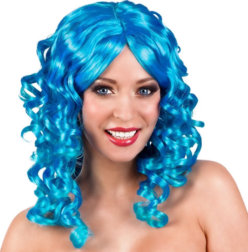 Cocktail Pruik Neon Blauw