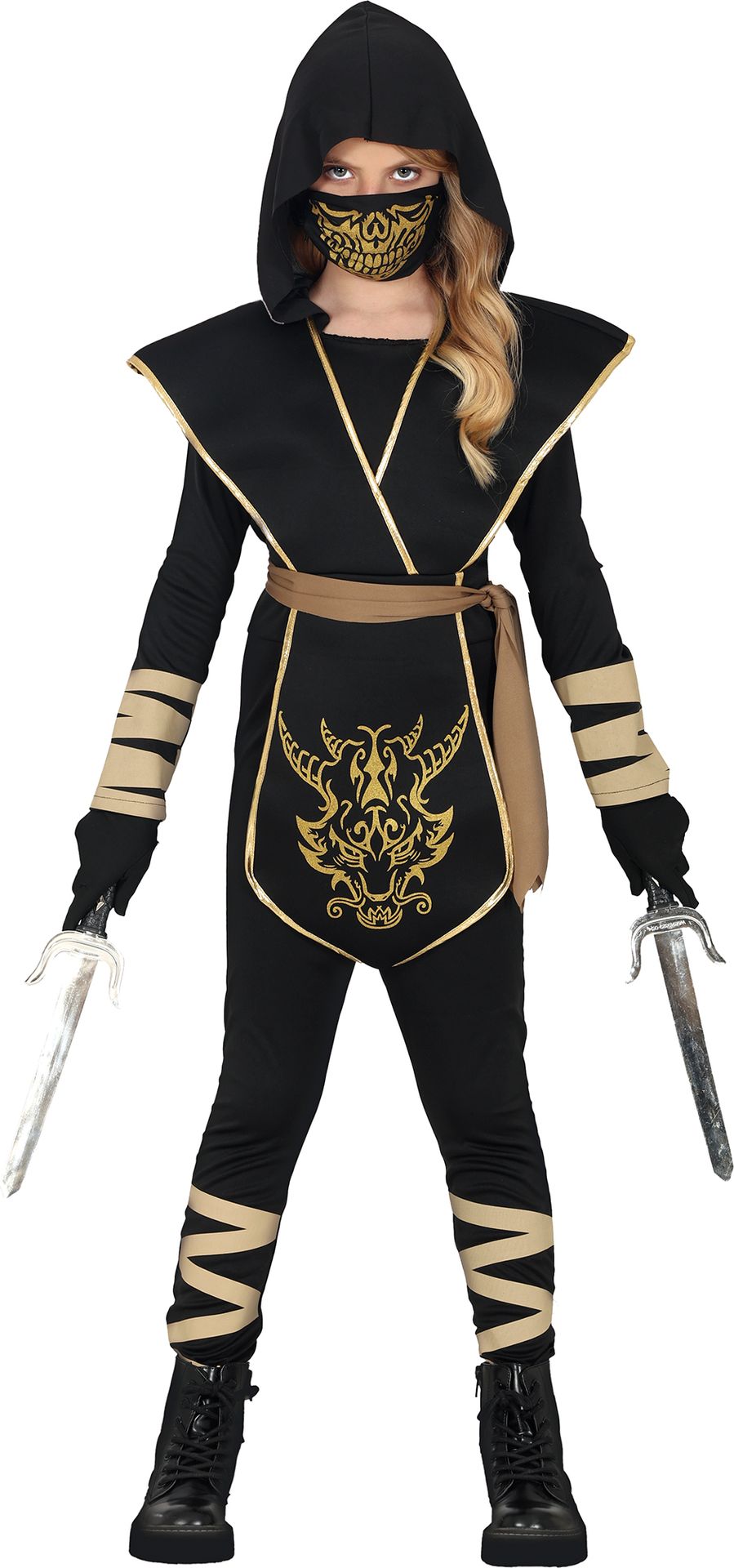 Combat Ninja Goud Kostuum Kind