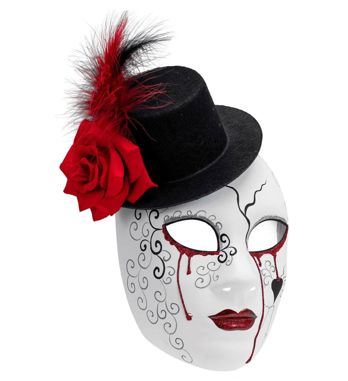 Commedia Dell'arte Bloederig Masker met Hoed