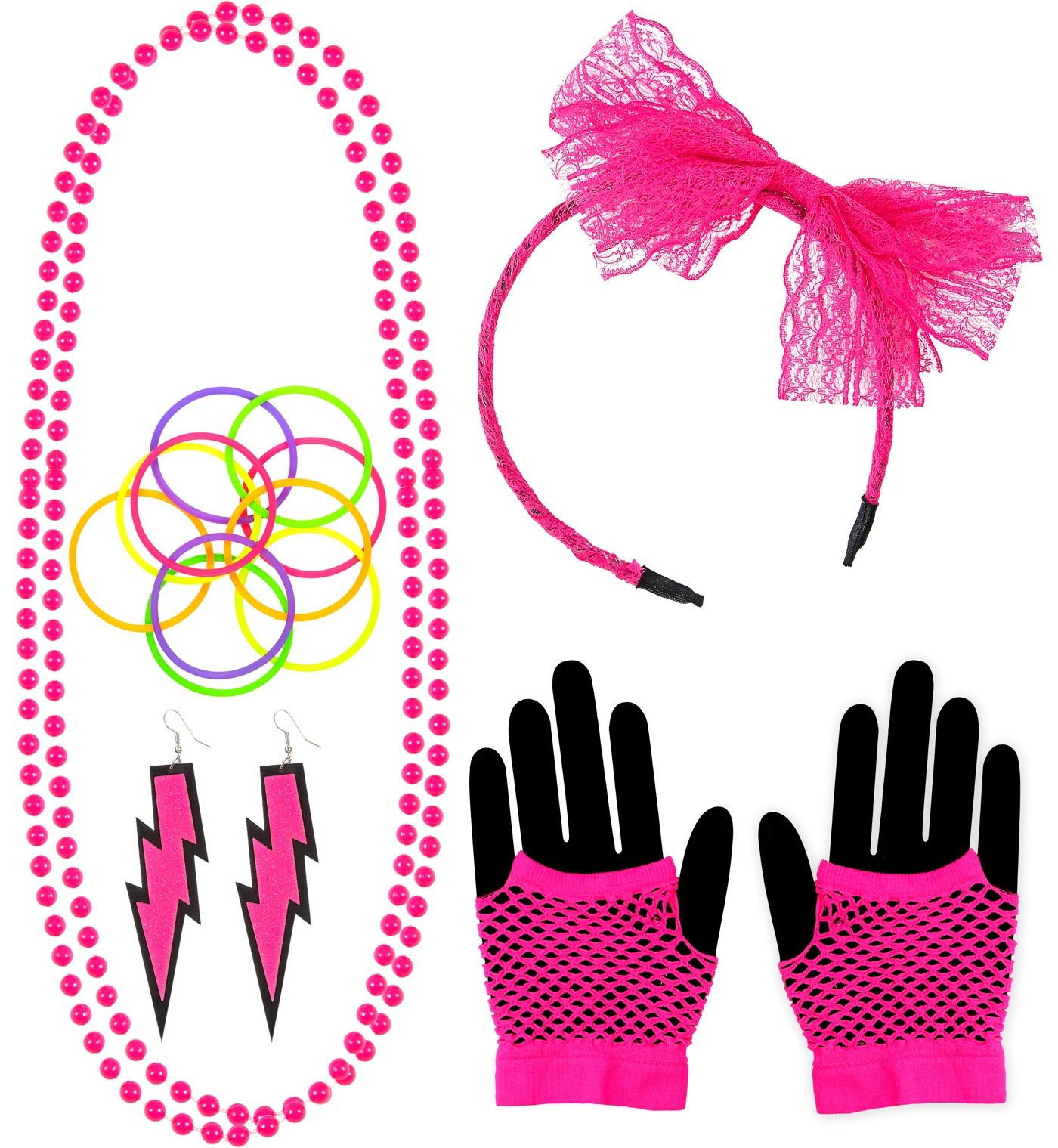 Complete Neon 80's Accessoire set Roze