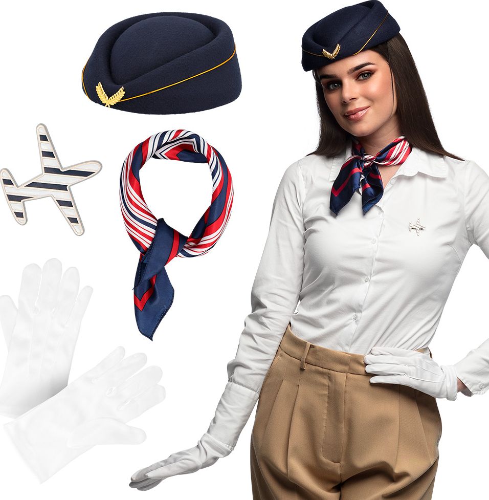 Complete Stewardess Accessoireset 4-Delig