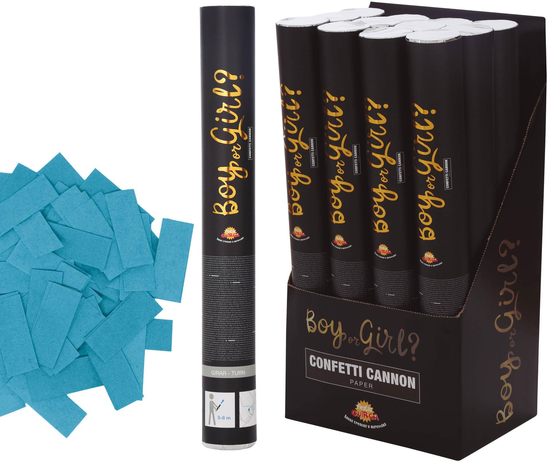 Confetti Kanon Gender Reveal Blauw 40cm