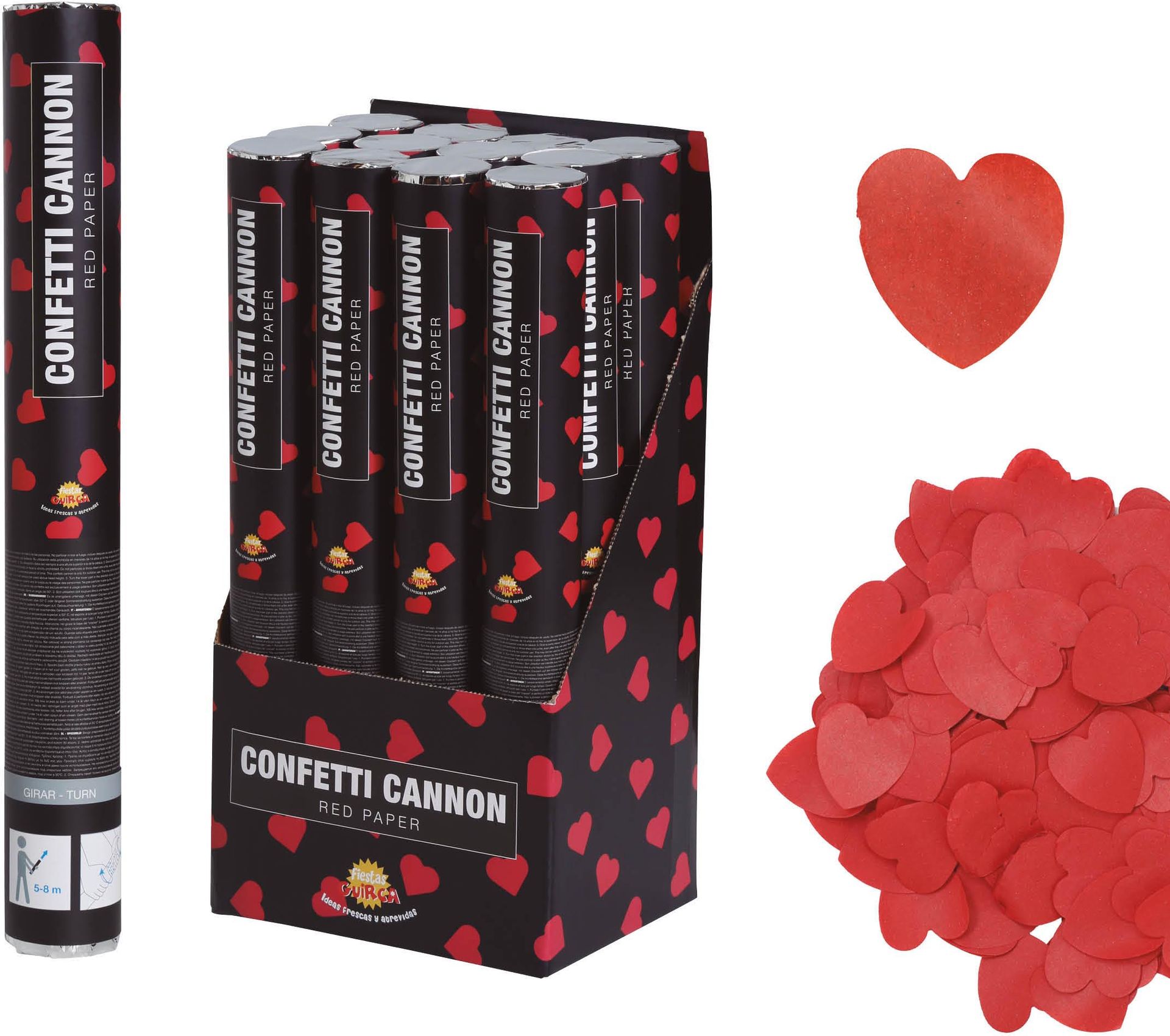 Confetti Kanon Rode Hartjes 40cm