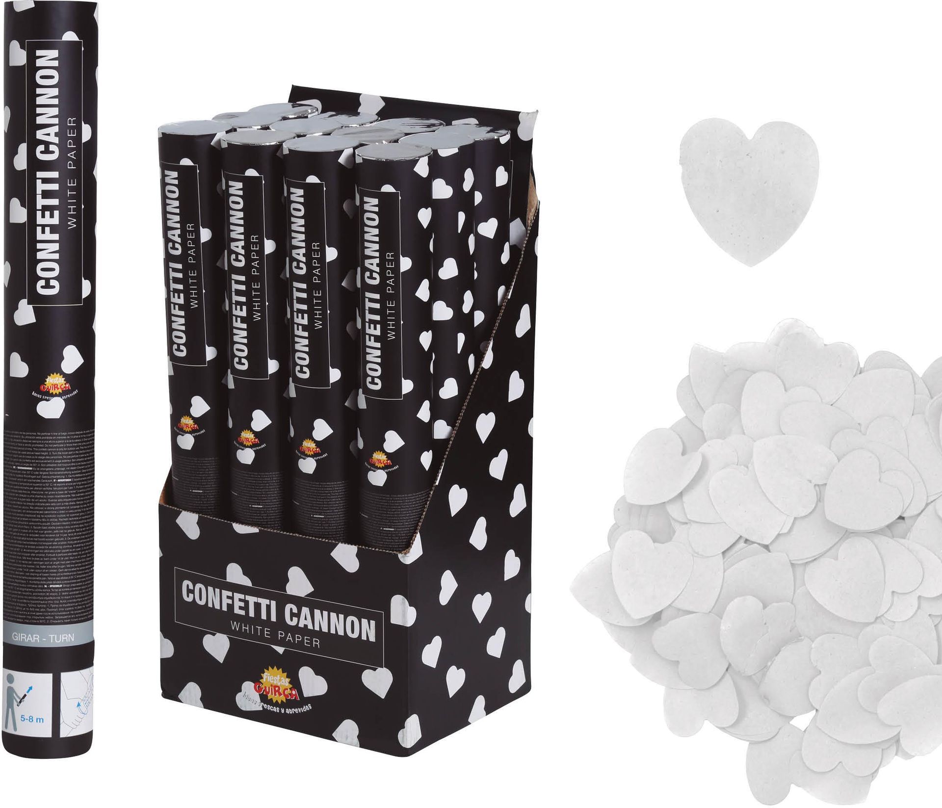 Confetti Kanon Witte Hartjes 40cm