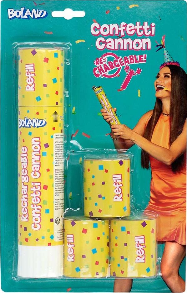 Confettikanon Gekleurd met 3 Navullingen