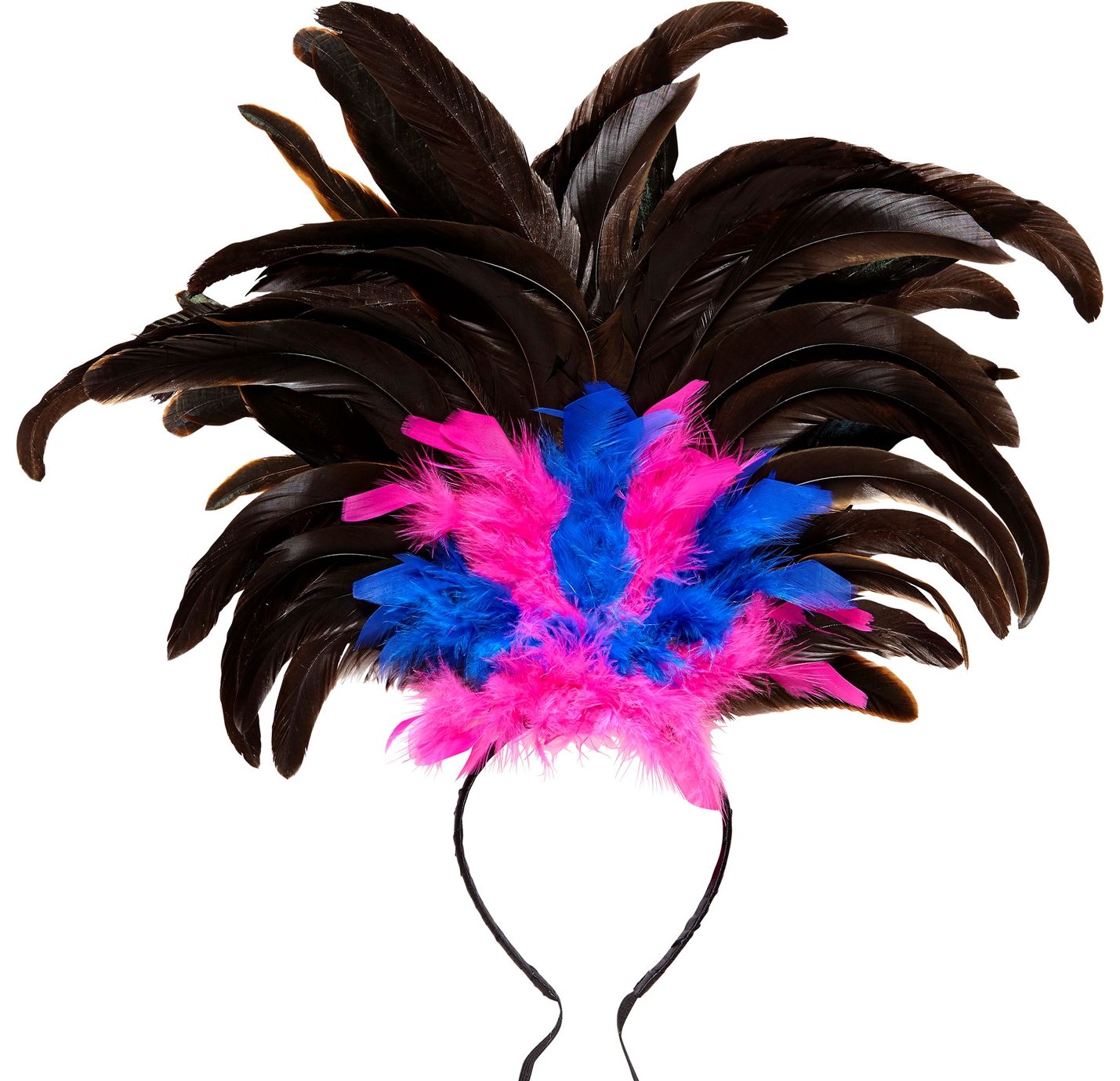 Copacabana haarband blauw roze veren