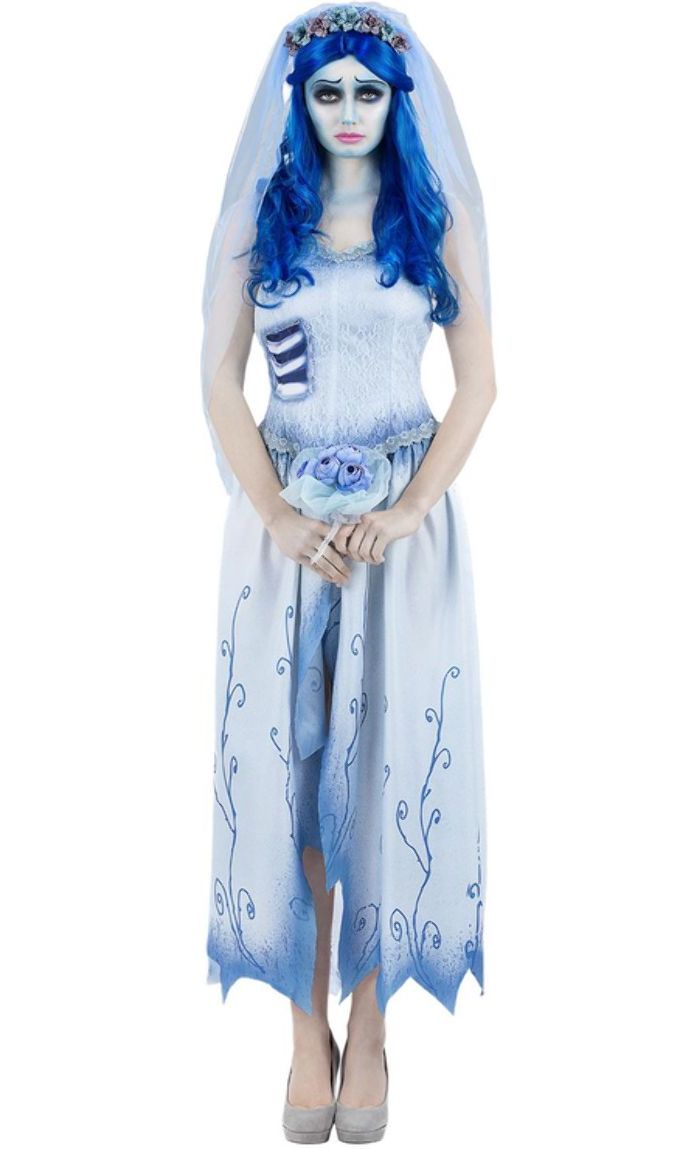 Corpse Bride Emily Geest Dames Kostuum Blauw