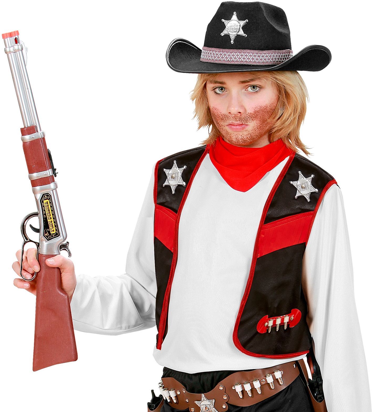 Cowboy Jack rood zwart vest kind