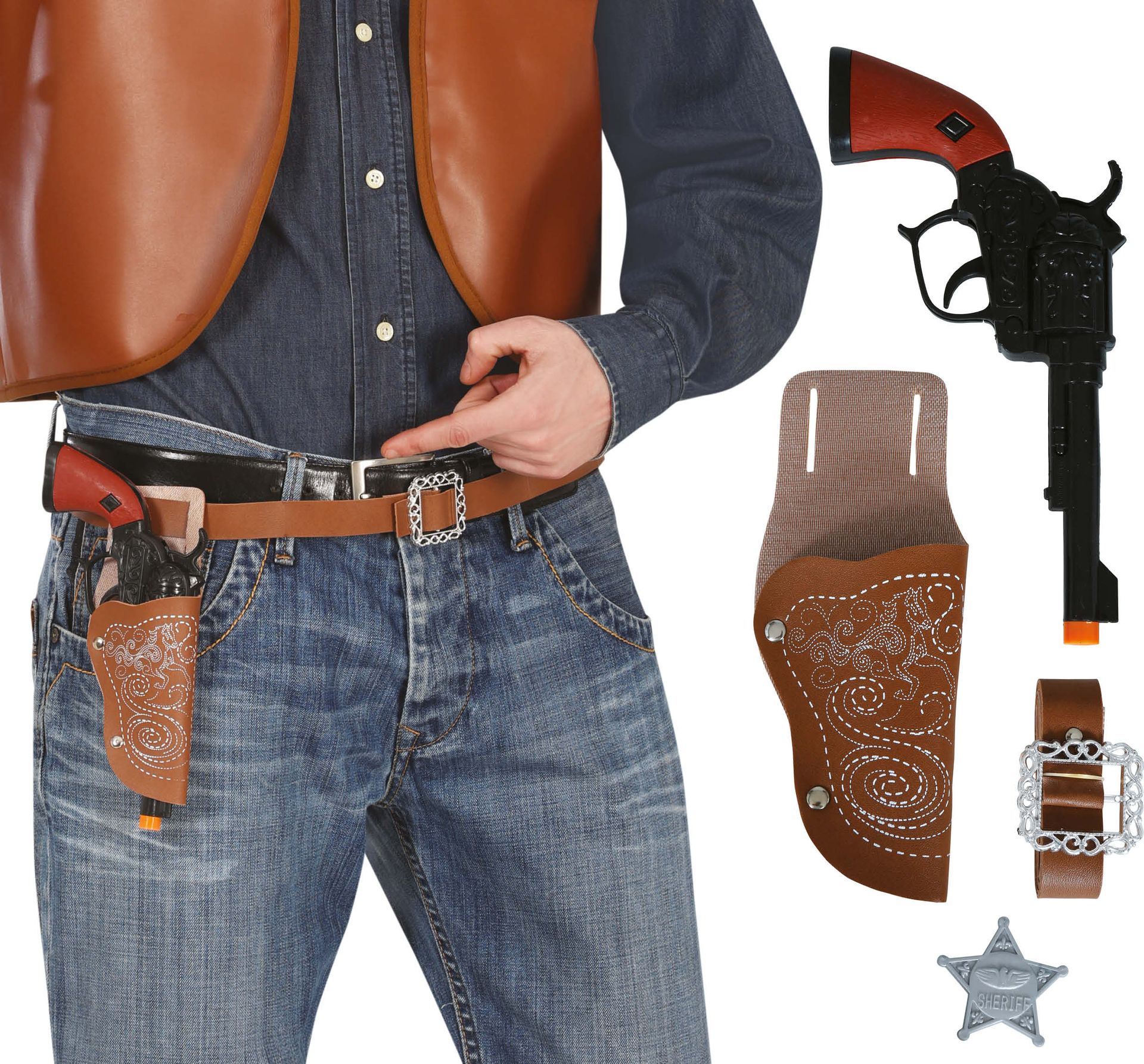 Cowboy Look Accessoireset 4-Delig Bruin