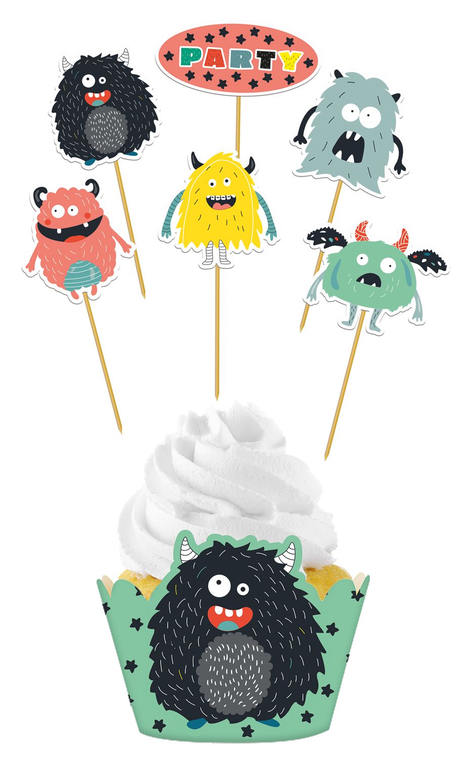 Cupcake Versiering set Monster Bash