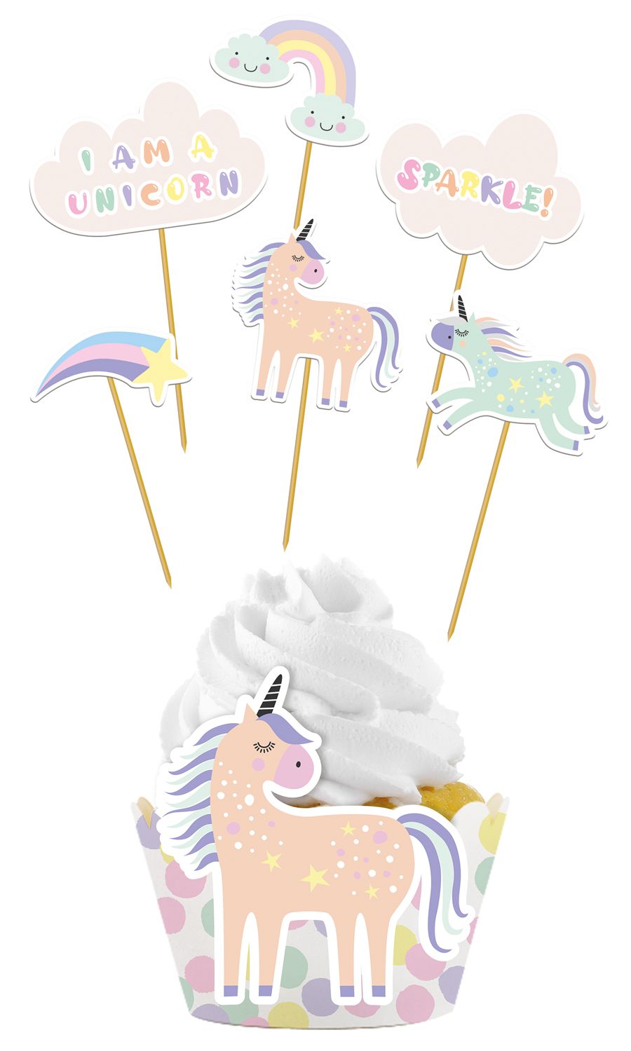 Cupcake Versiering set Unicorns & Rainbows
