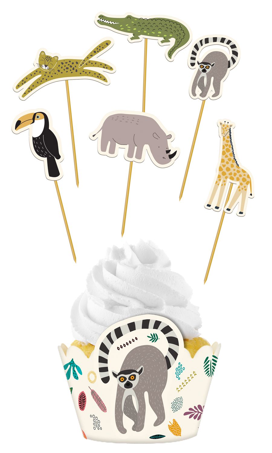 Cupcake versiering set Zoo Party
