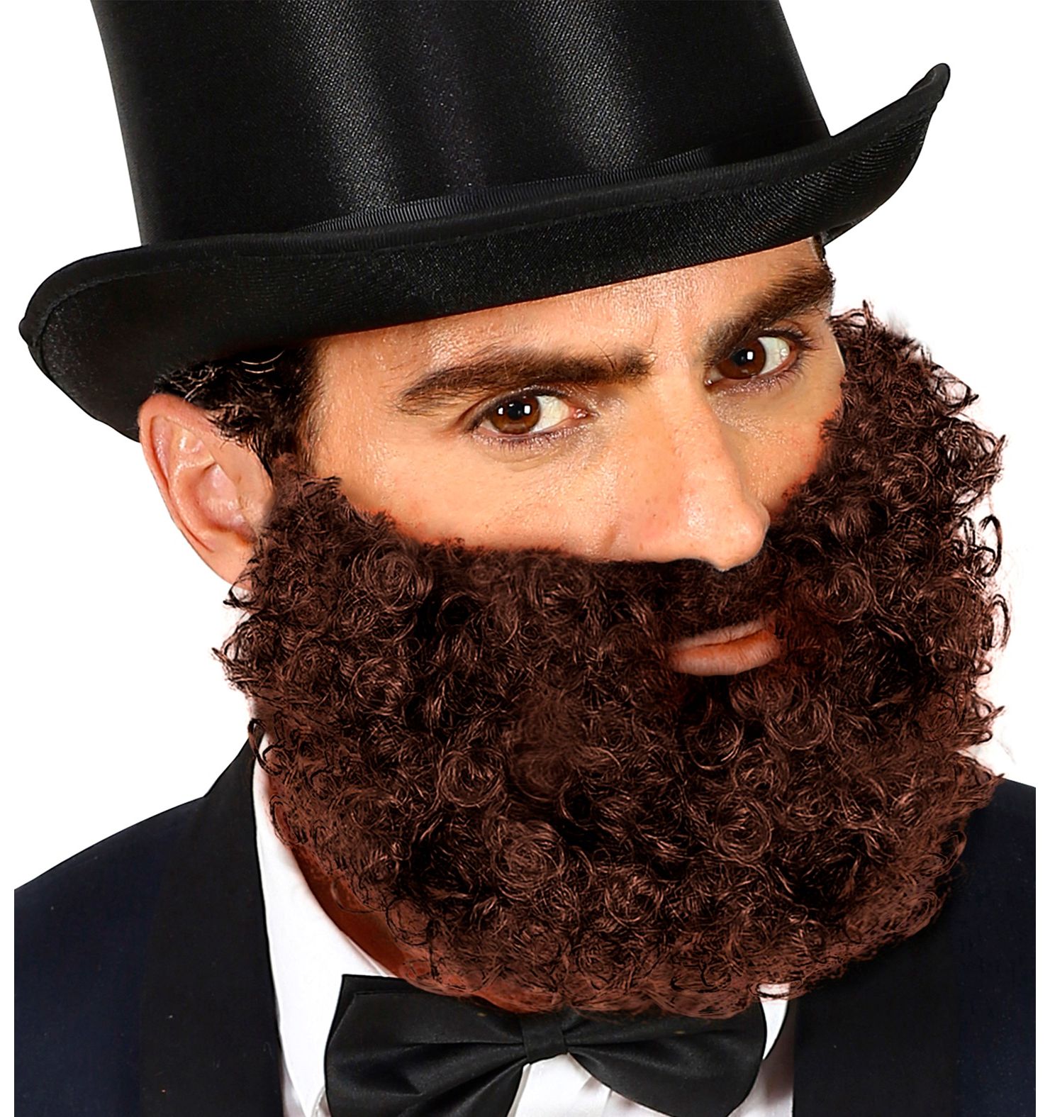 Curly Bruine Baard met Snor