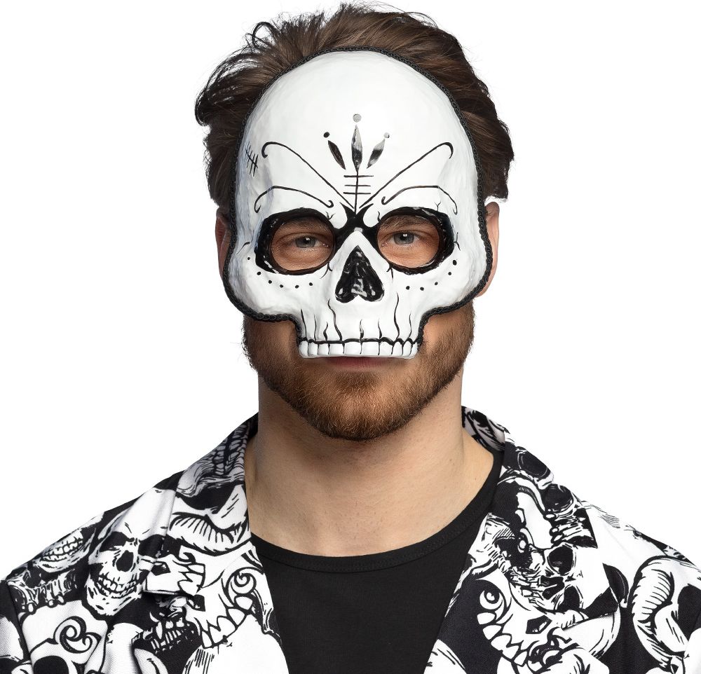 Día De Muertos Wit Skelet Halfmasker