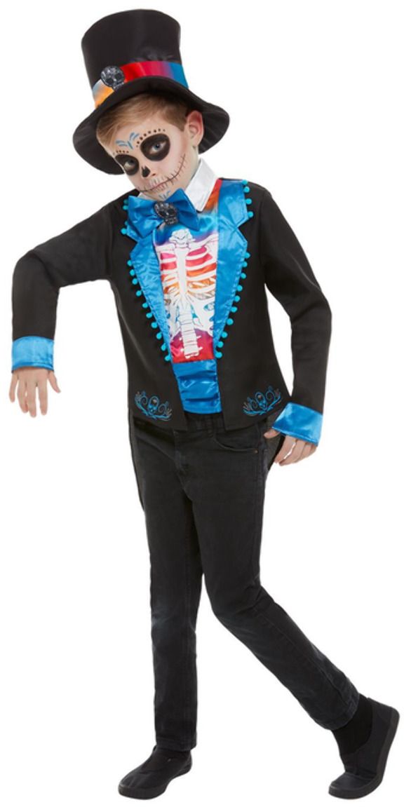 Dag Van De Doden Blauw Zwart Jongens Kostuum