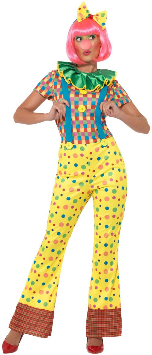 Dames clown kostuum multicolor