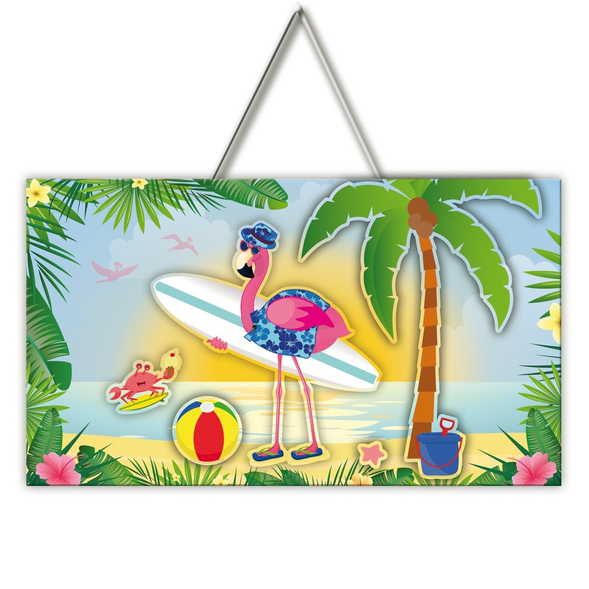 Deurbord Hawaii Neon Flamingo
