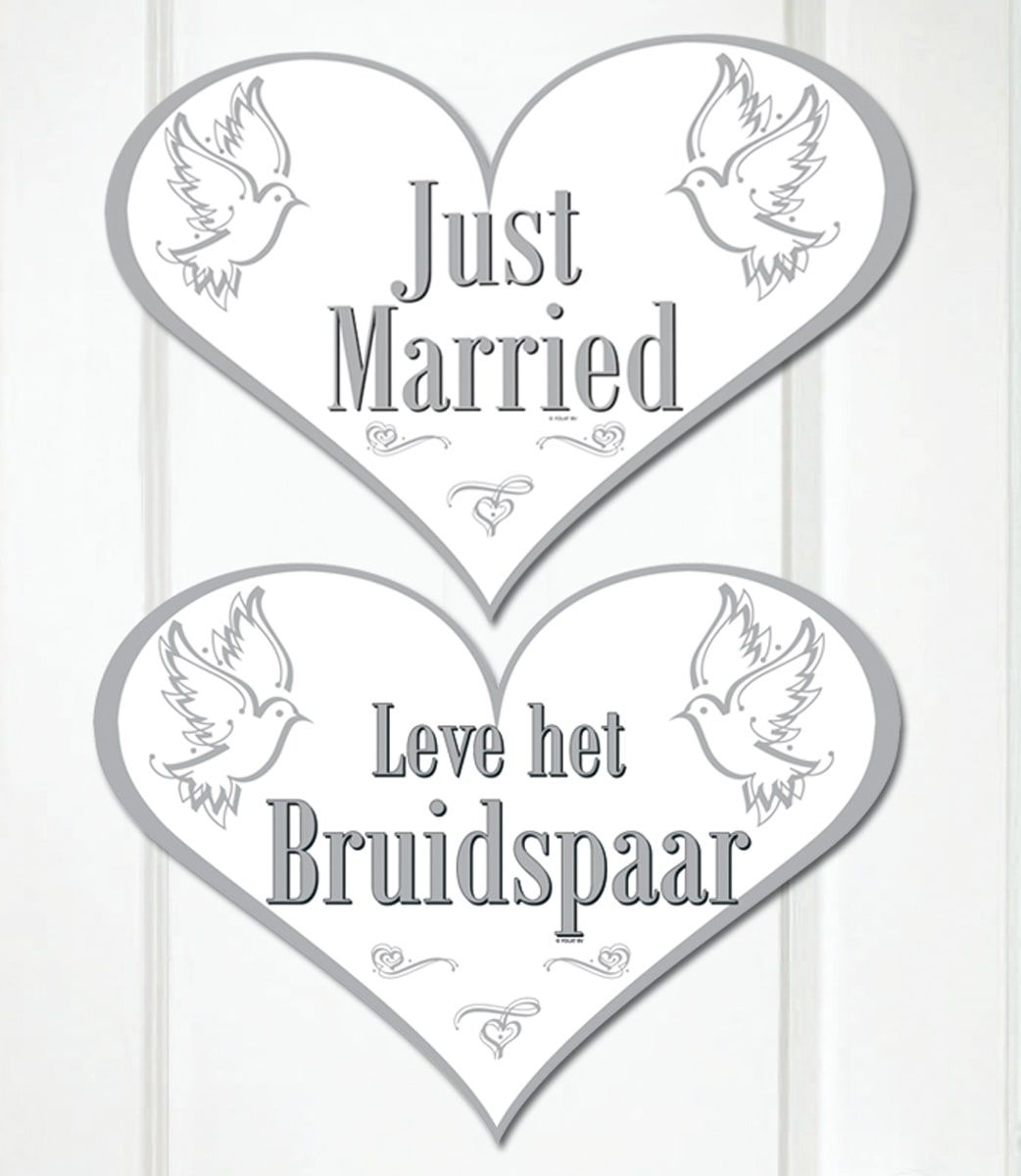 Deurbord Just Married Bruiloft