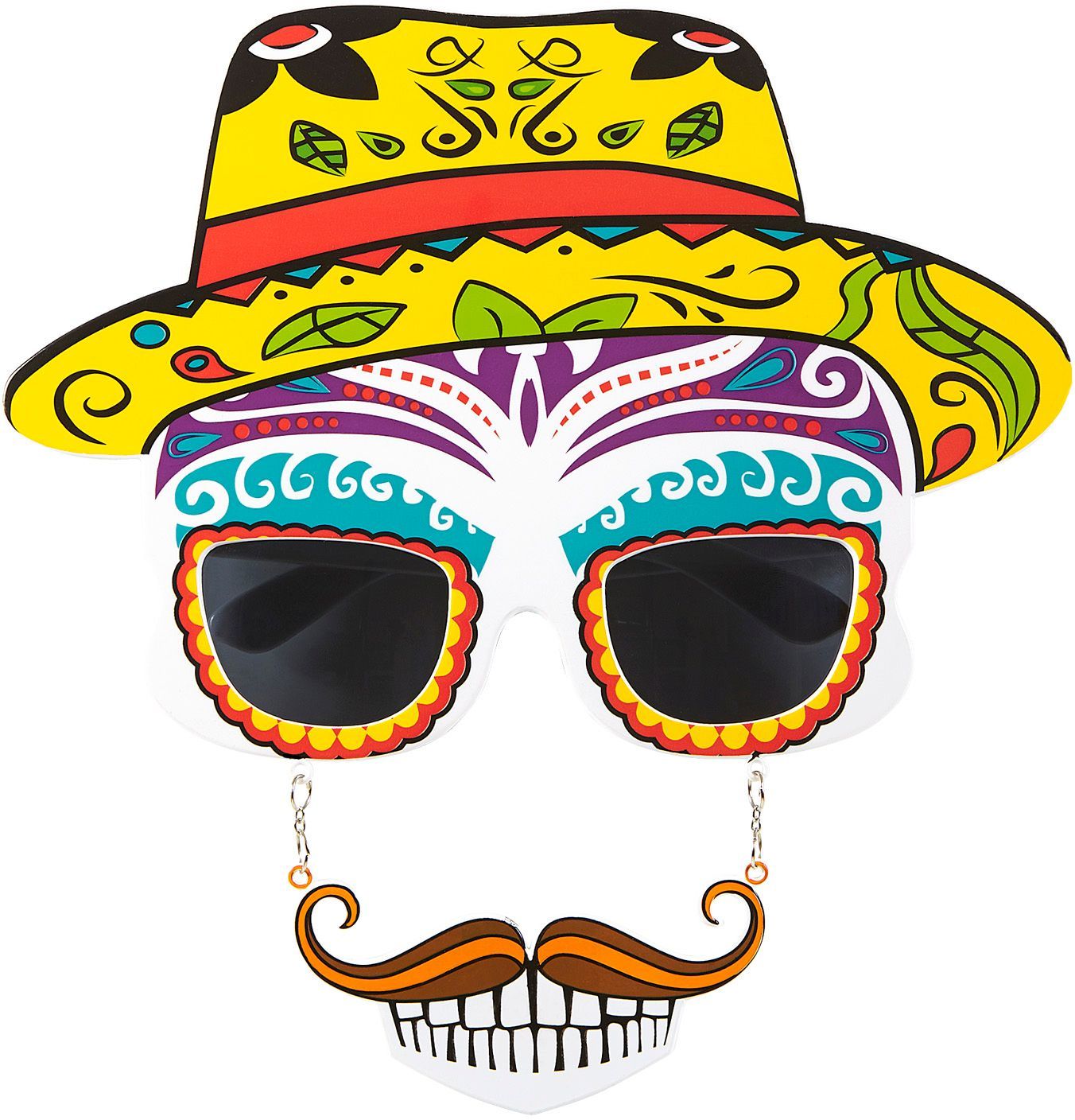 Dia De Los Muertos Bril met Snor en Tanden