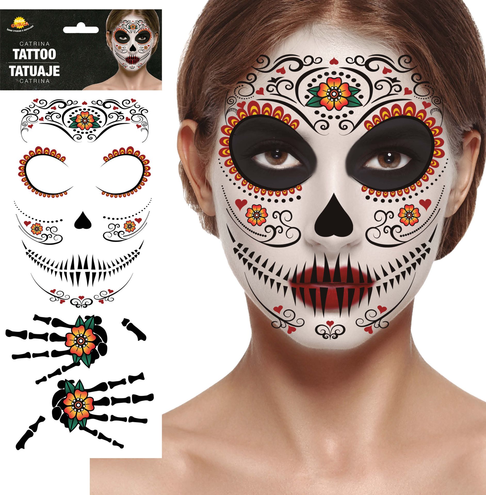 Dia De Los Muertos Gezichtstattoo