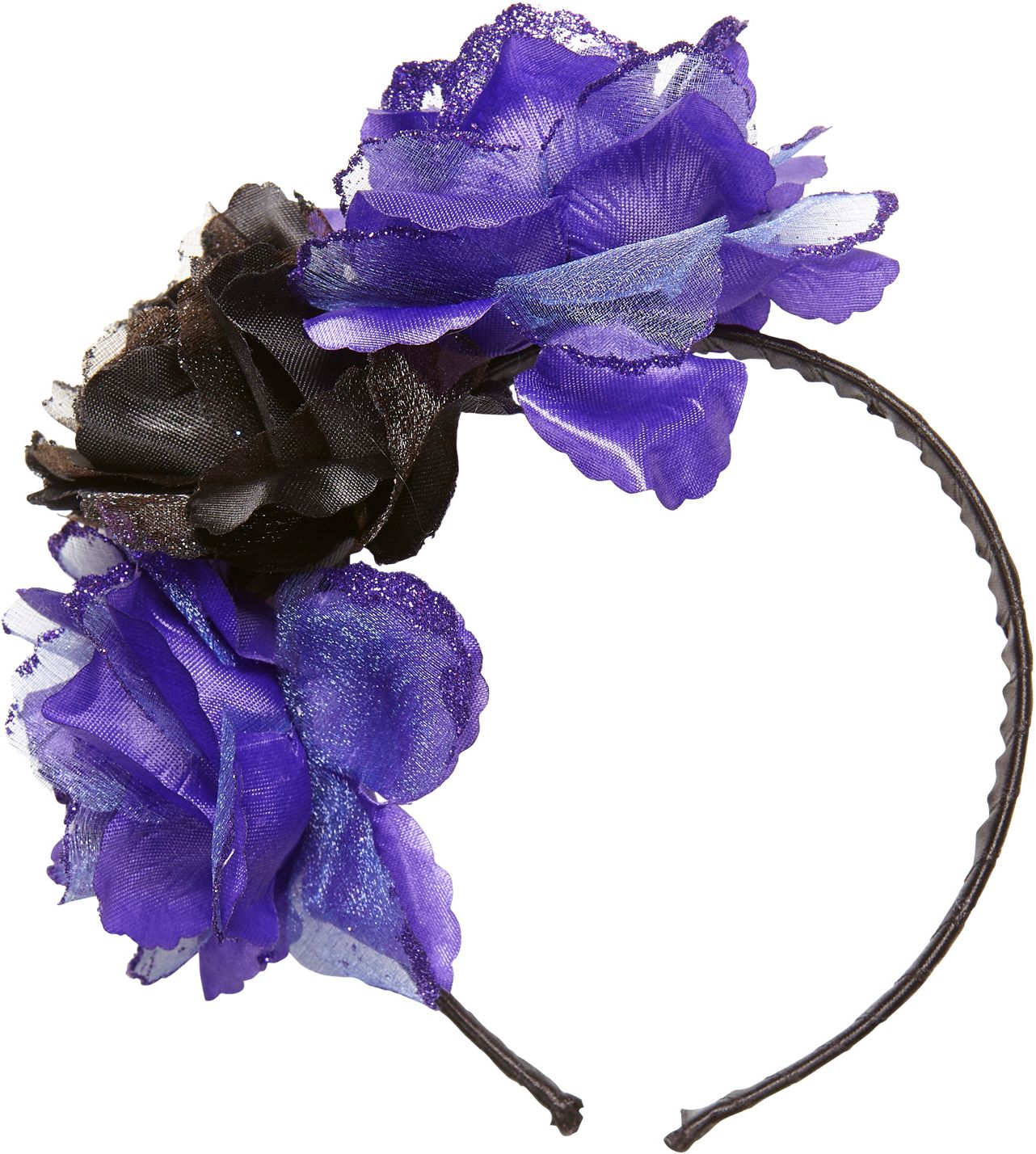 Dia De Los Muertos Hoofdband met Paars-Zwarte Rozen