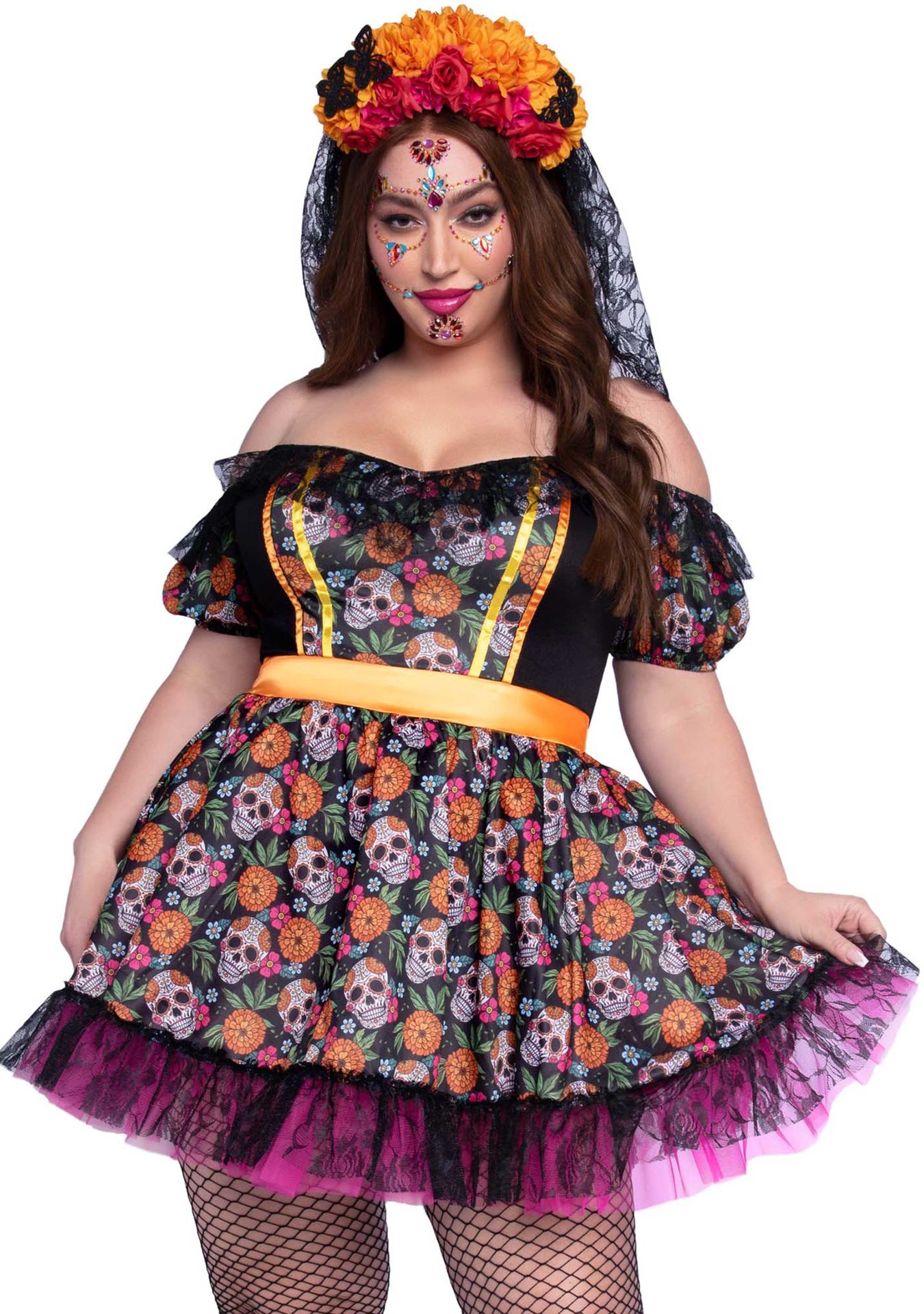 Dia De Los Muertos Jurk Plussize