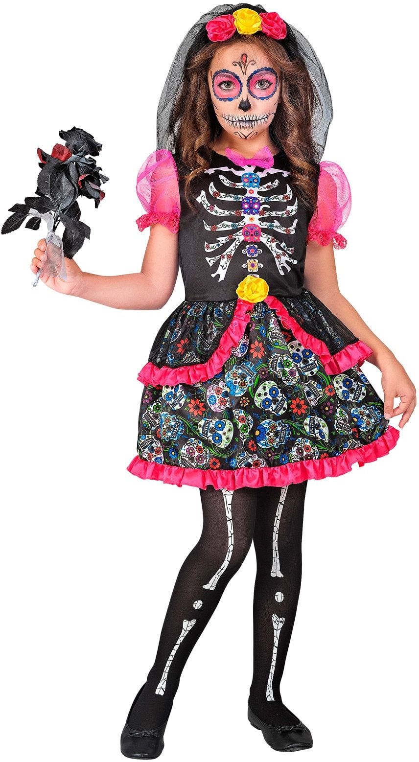 Dia de Los Muertos Jurkje Zwart Roze