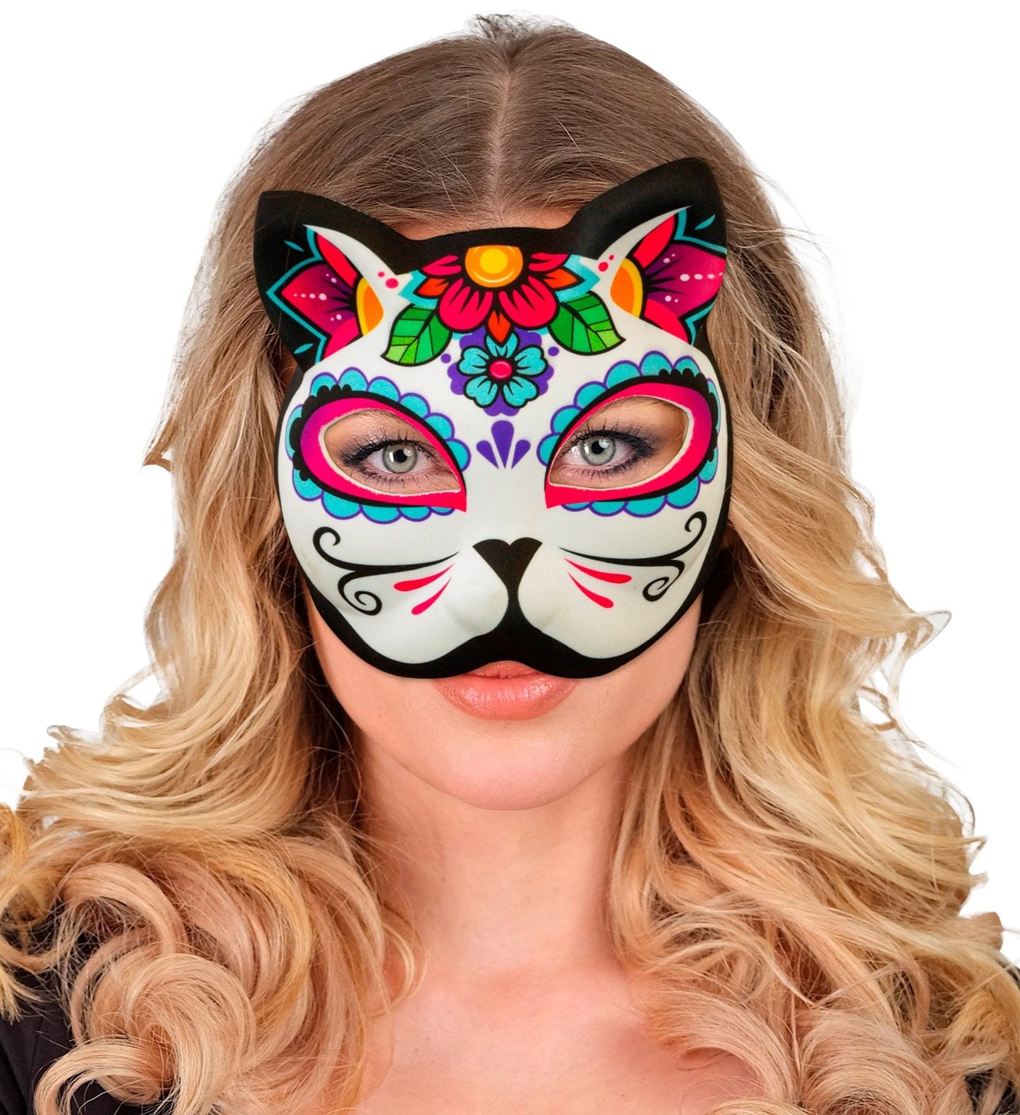 Dia De Los Muertos Katten Masker Meerkleurig