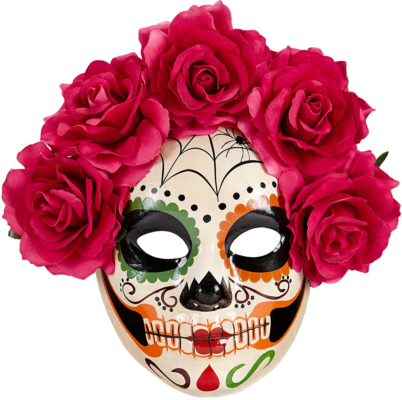 Dia De Los Muertos Masker met Rode Rozen