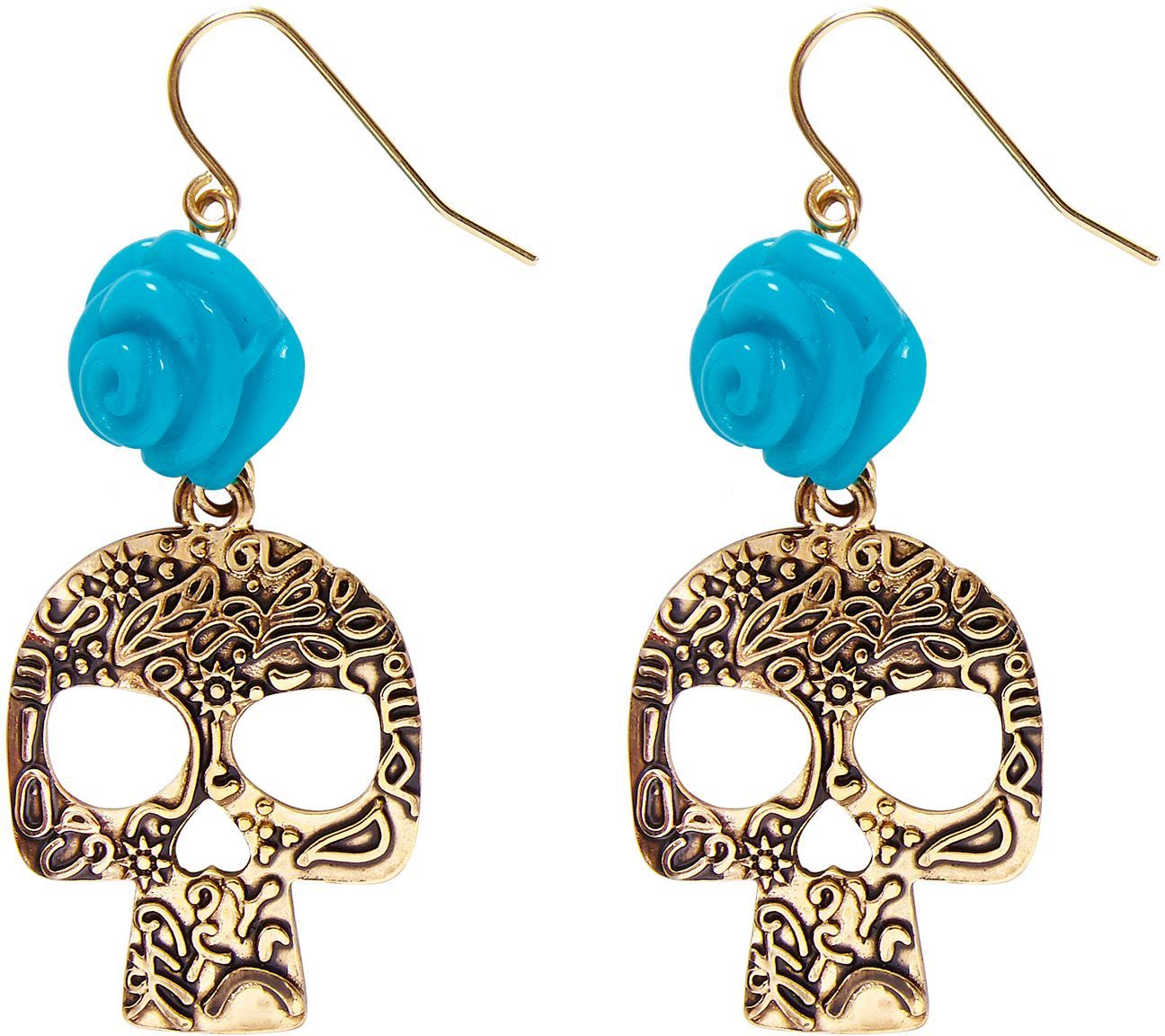 Dia De Los Muertos Oorbellen Blauw Goud