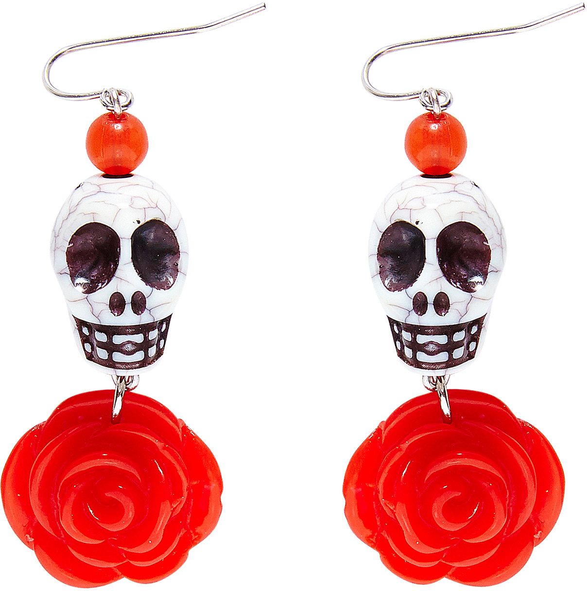 Dia De Los Muertos Oorbellen Rood Wit