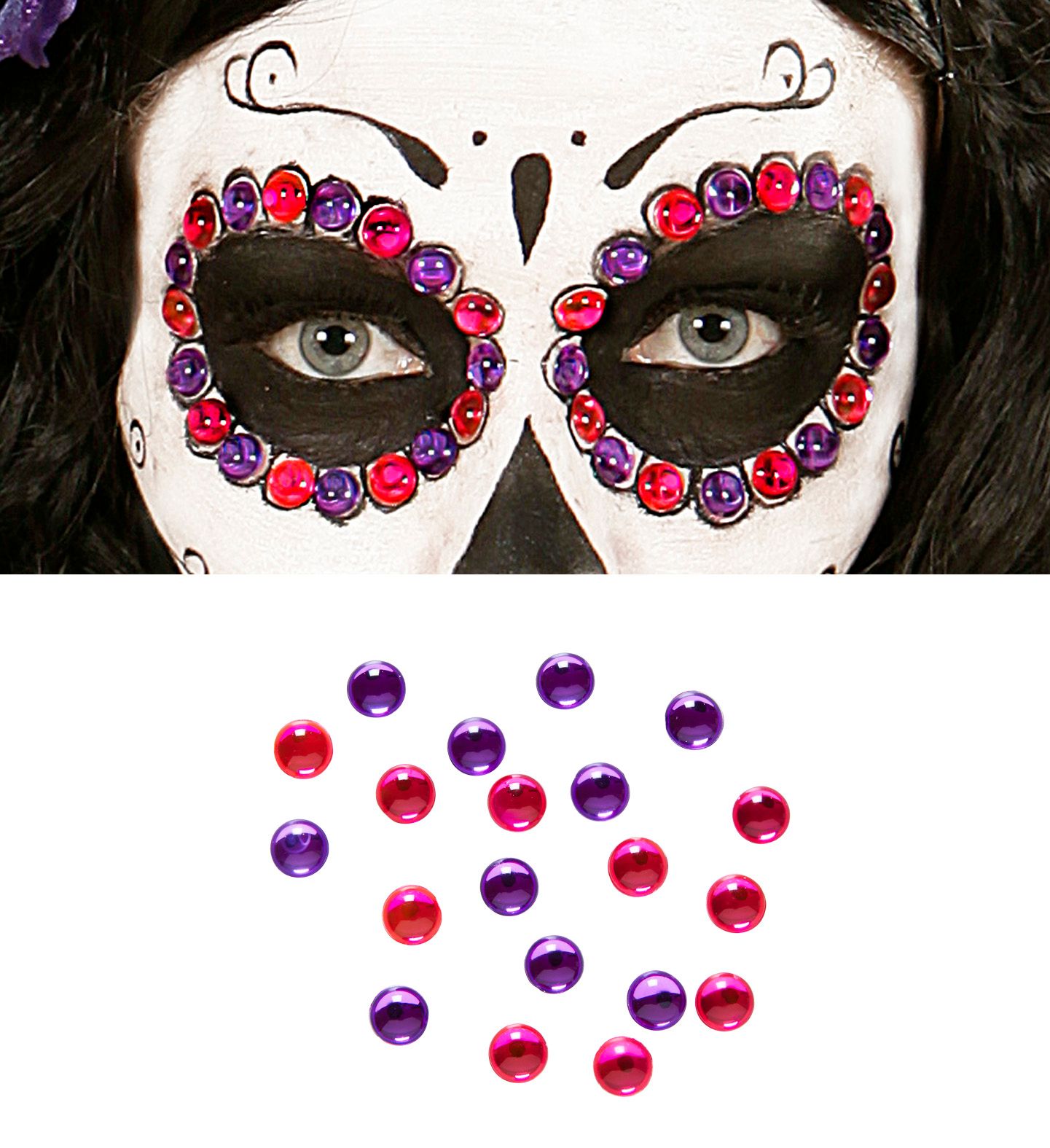 Dia De Los Muertos Paarse en Roze Edelstenen set 40 Stuks