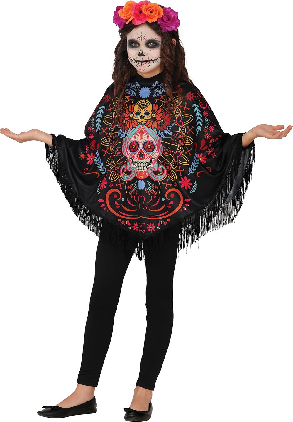 Dia De Los Muertos Poncho Kind