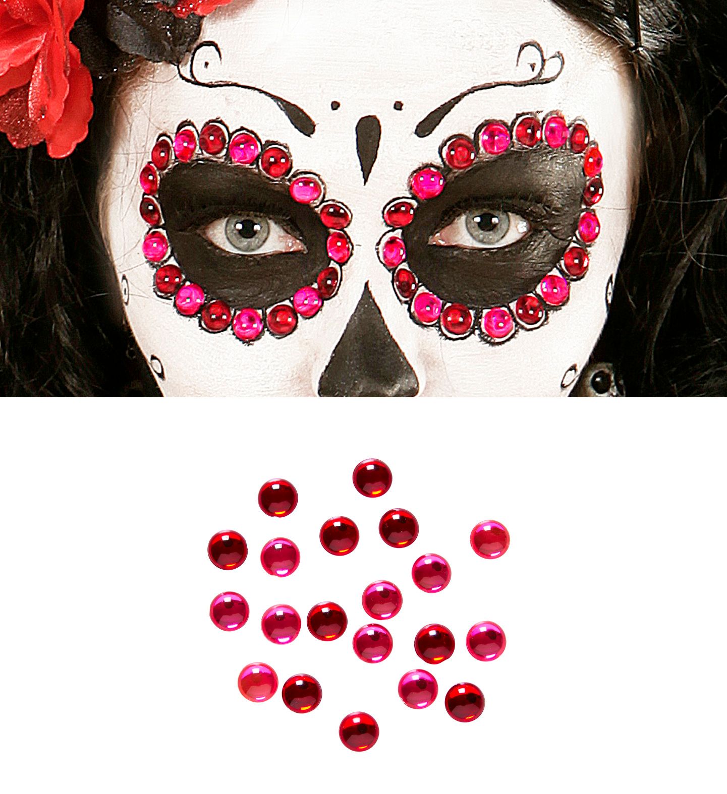 Dia De Los Muertos Rode en Roze Edelstenen set 40 Stuks