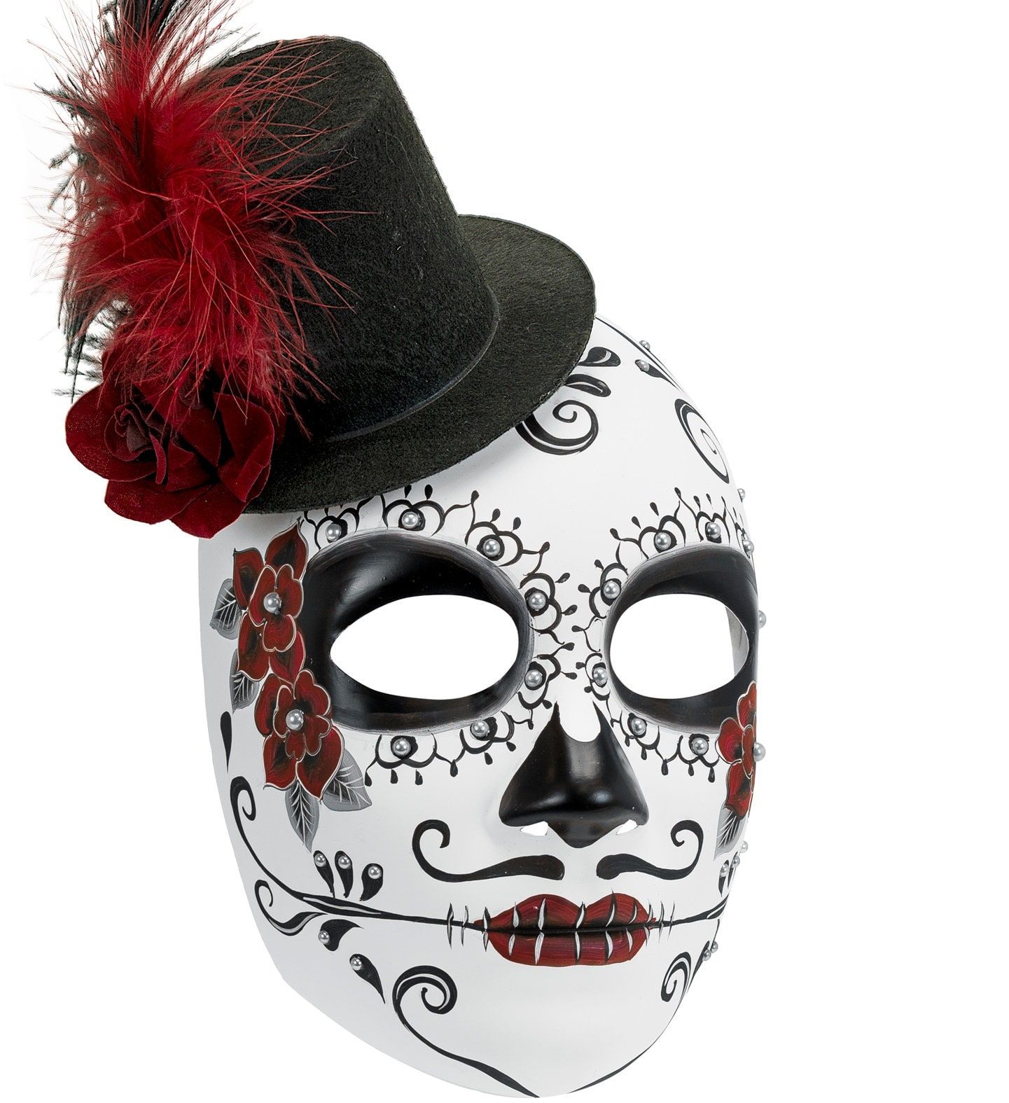 Dia De Los Muertos Wit Masker met Hoed