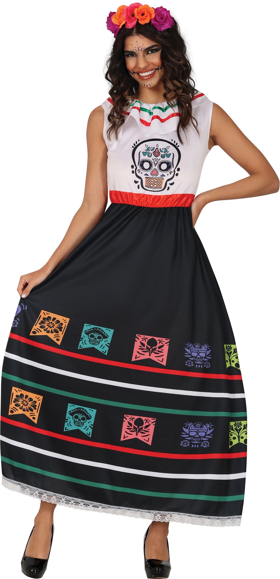 Dia De Los Muertos Zwarte Lange Jurk Dames