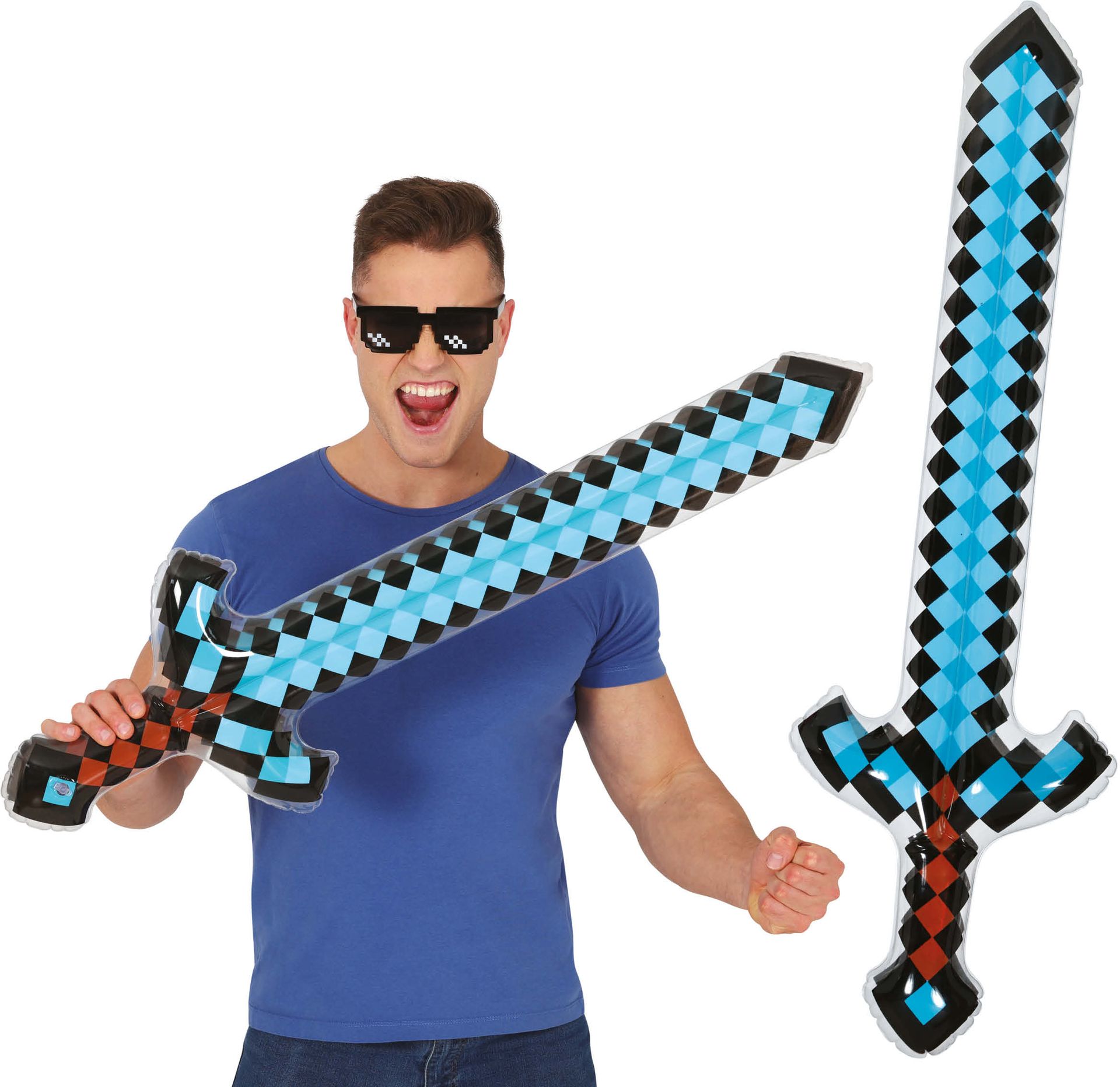 Diamant Zwaard Minecraft Opblaasbaar 90cm