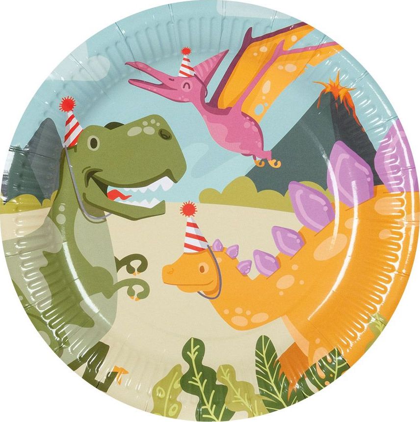 Dino Party Papieren Bordjes 10 Stuks