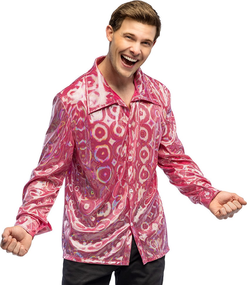 Disco Shirt Roze Heren 70s
