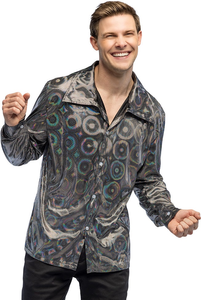 Disco Shirt Zilver Heren 70s
