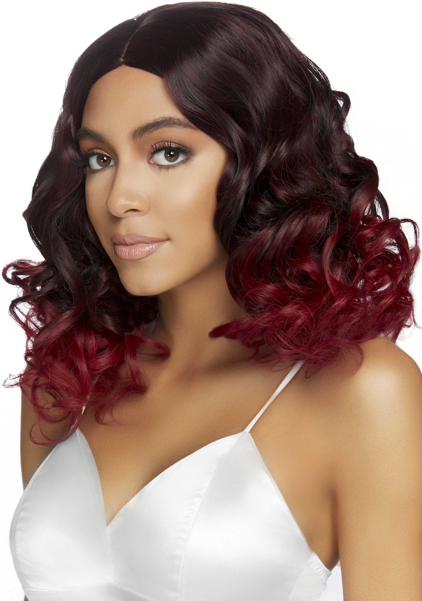 Donker Rode Ombre Pruik