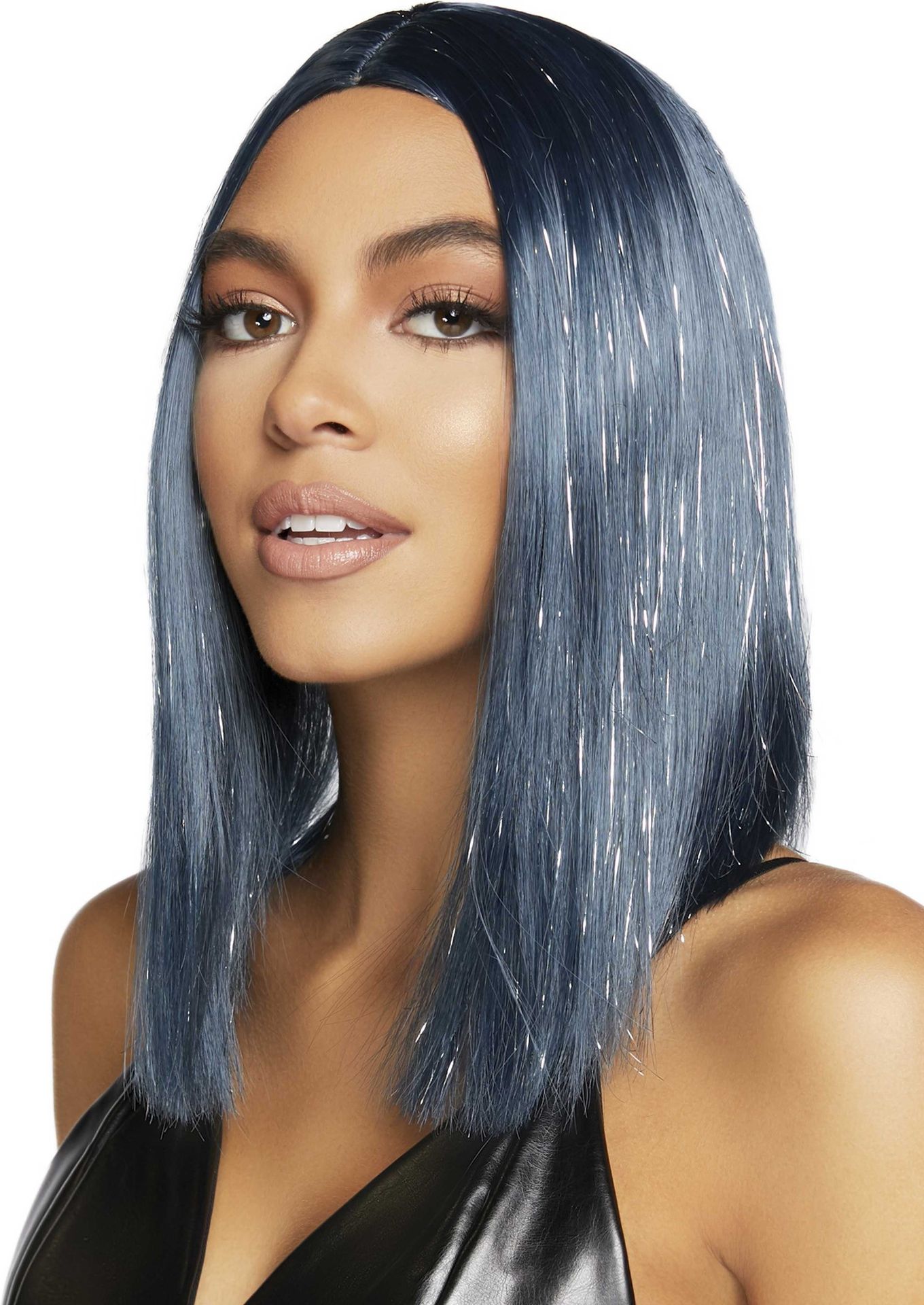 Donkerblauwe Lange Bob Pruik