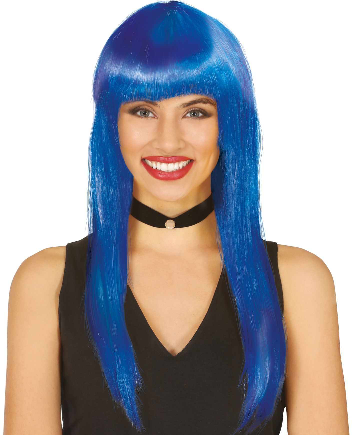 Donkerblauwe Pruik met Pony