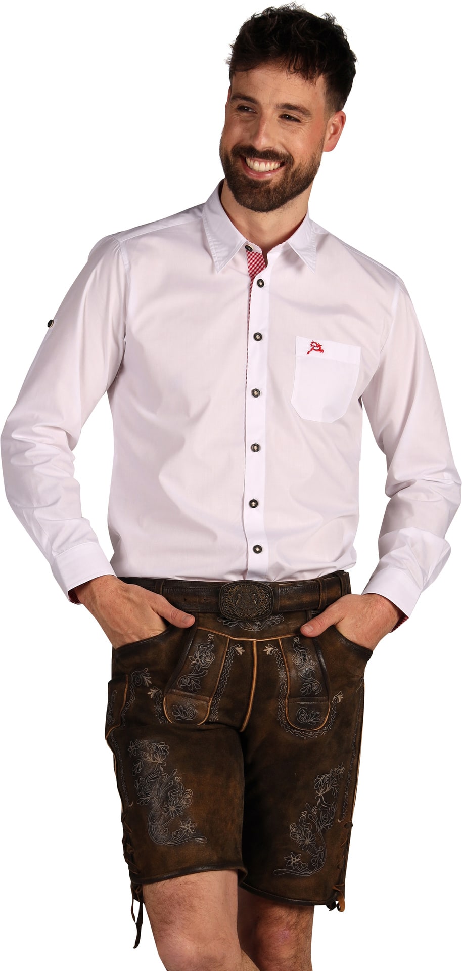 Donkerbruine Leren Korte Lederhose Oktoberfest Heren