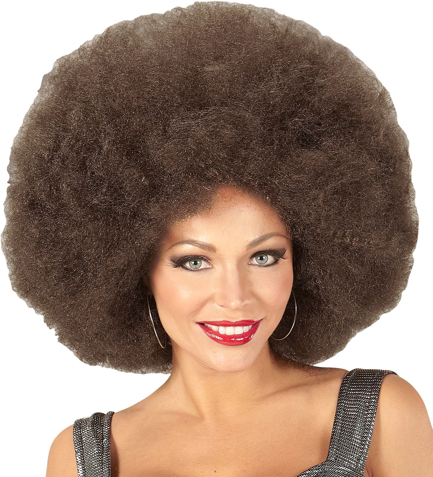 Donkerbruine Maxi Afro Pruik